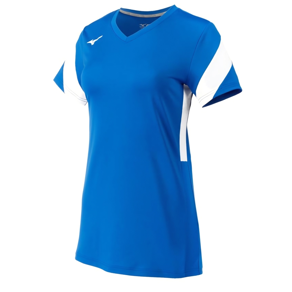 NWT Sz XL Royal Blue Mizuno Balboa 6  V-Neck Short Sleeve Top Volleyball